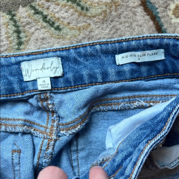 Wonderly Light Blue Frayed Hem Flare Jeans - Picture 2 of 4